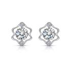 925 Sterling Silver Twelve Horoscope Gemini Stud Earrings With White Cubic Zircon