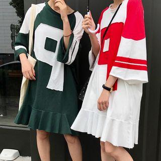 Raglan 3/4-sleeve A-line Dress