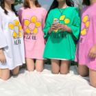 Floral 3/4-sleeve T-shirt