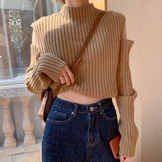 Cold-shoulder Crop Sweater