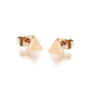 Simple And Fashion Plated Rose Gold Geometric Triangle 316l Stainless Steel Stud Earrings Rose Gold - One Size