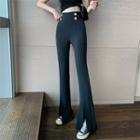 High-waist Front-slit Flare Pants