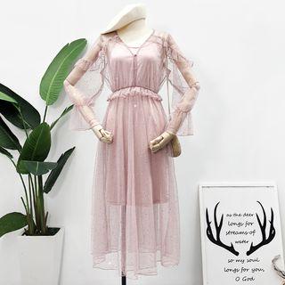 Sequined Mesh A-line Dress