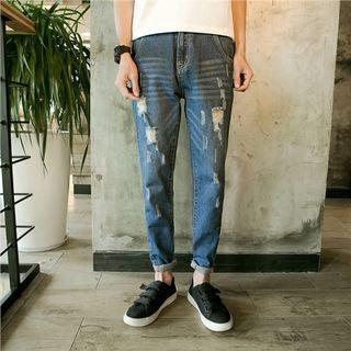 Straight Fit Ripped Jeans