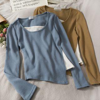 Asymmetric Mock Two-piece Knit Top
