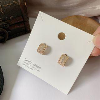 Rhinestone Curve Earring 1 Pair - My31039 - Gold - One Size