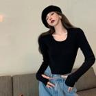 Scoop Neck Cropped Sweater