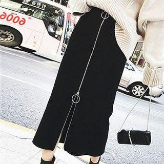 Midi Zip-detail A-line Skirt