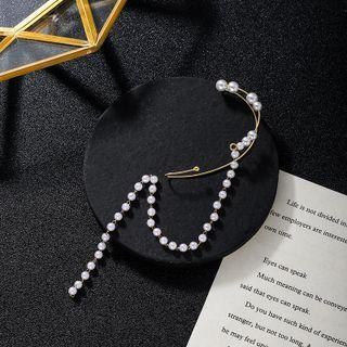 Faux Pearl Fringed Ear Cuff 1 Pc - White - One Size
