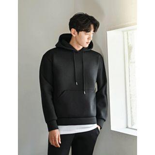Layered-hem Neoprene Hoodie