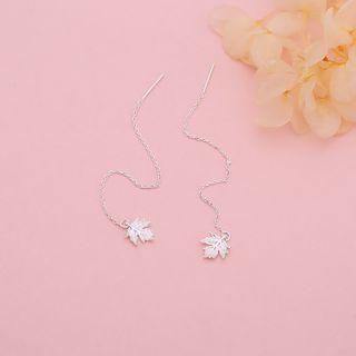 Leaf Drop 925 Sterling Silver Earring 1 Pair - Silver - One Size