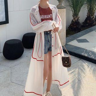 Hooded Drawcord Long Jacket
