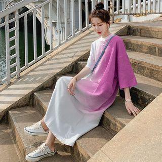 Long Sleeve / 3/4 Sleeve Gradient Maxi Dress