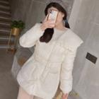Collared Padded Jacket Almond - M