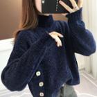 Button-up Turtleneck Sweater