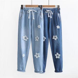 Fringed Star Washed Harem Jeans