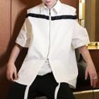 Short-sleeve Cold-shoulder Zip Jacket