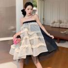 Strapless Ruffle Trim A-line Party Dress
