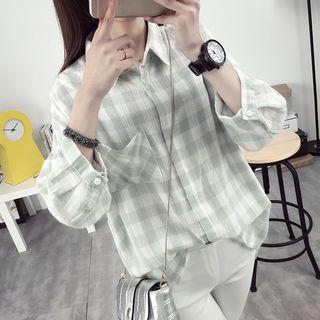 Plaid 3/4 Sleeve Shirt