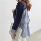 Crew-neck Stripe-panel Knit Top
