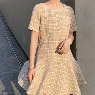 Tweed Short-sleeve Mini A-line Dress / Sleeveless Mini Sheath Dress