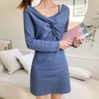 Set: Twist-front Cropped Top + Pinafore Dress