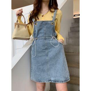 Drawstring-waist Denim Jumper Dress