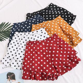 Ruffled-trim Dotted Chiffon Skort