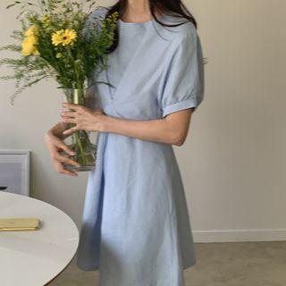 [cle.] Puff-sleeve A-line Dress
