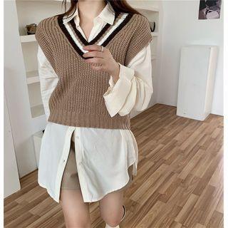 V-neck Knit Vest / Plain Shirt / Shorts