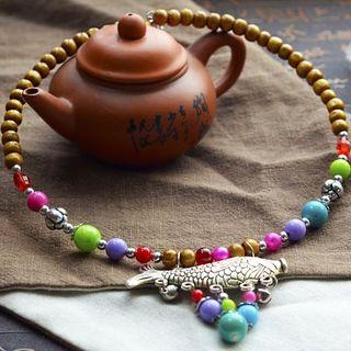 Metal Pendant Bead Necklace Sp01 - One Size