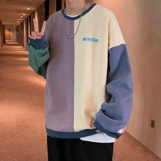 Color Block Letter Printed Pullover