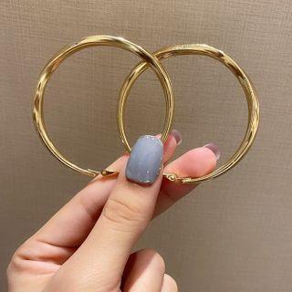 Alloy Hoop Earring Ne2528 - 1 Pair - Gold - One Size