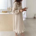 Floral Print Bell-sleeve Midi Sleep Dress Almond - One Size