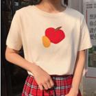 Fruit Print Short-sleeve T-shirt Almond - One Size