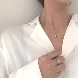 Alloy Drop Pendant Necklace Gold - One Size