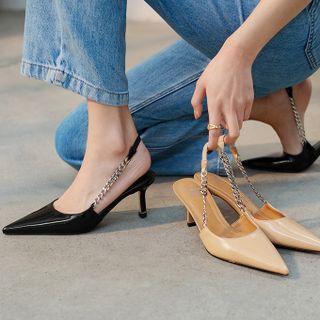 Pointy-toe High-heel Slingback Mules