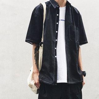 Pocket-front Stitch Short-sleeve Shirt