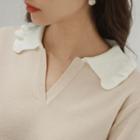 Contrast-collar Knit Midi Dress