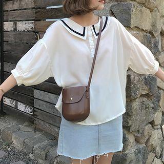 Contrast Trim 3/4-sleeve Top