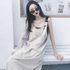 Set: Number Print Pinafore Dress + Bandeau