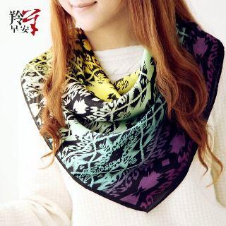Gradient Patterned Silk Square Scarf