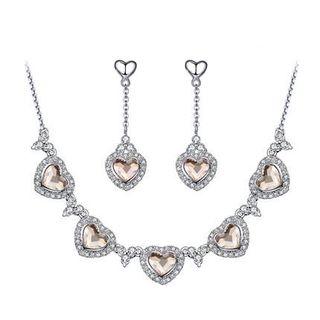 Set: Swarovski Elements Crystal Heart Necklace + Drop Earrings