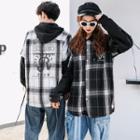 Couple Matching Mock Two-piece Plaid Hoodie