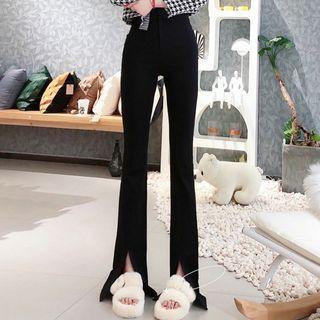 High Waist Slit-hem Flared Pants