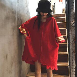 3/4-sleeve Loose-fit Ruffled Dress