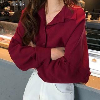 Chiffon Shirt Wine Red - One Size