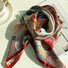 Botanical Silk Square Scarf Red - One Size