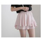 Elastic-waist Ruffle Layered Shorts