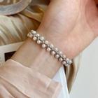 925 Sterling Silver Faux Pearl Bracelet 3085 - One Size